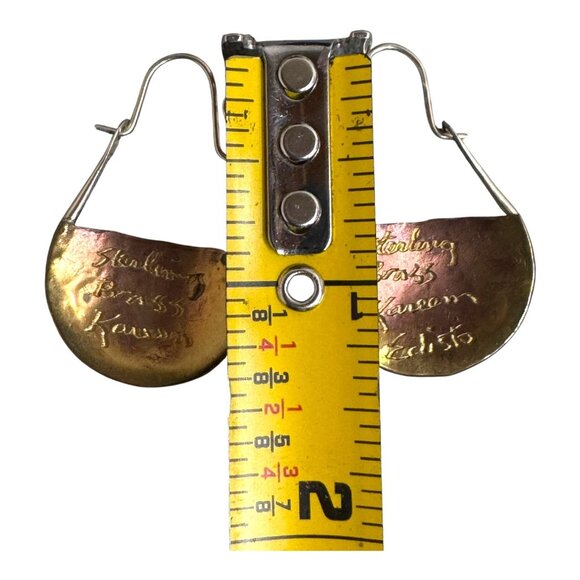 Sterling & Brass Hammered Teardrop Earrings By Kareem Edisto Modern Brutalist - Picture 4 of 4